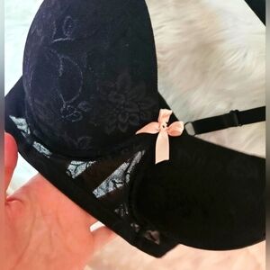 Shein Lace Padded Push Up Bra w/ Bow Detail